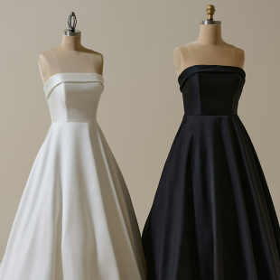 法式 轻奢高级感 白色缎面简约仙女礼服新娘主婚纱显瘦拖尾2025新款