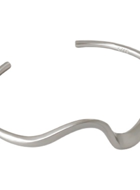 新品S925通体纯银莫比乌斯手环扭曲波浪开口极简个性手镯女友礼物