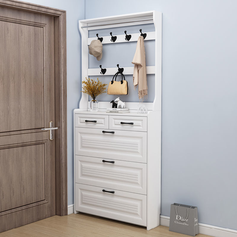 超薄翻斗鞋柜家用门口大容量带挂衣架多功能门厅柜省空间衣帽鞋架