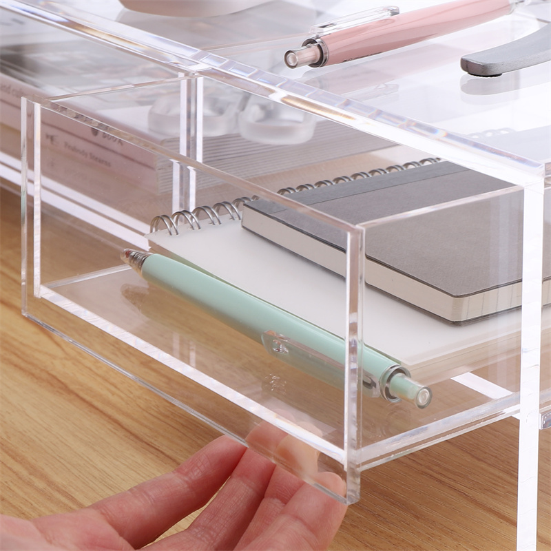 透明亚克力电脑增高架办公室台式桌面显示器屏幕收纳架带抽屉支架