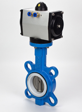 极速气动四氟蝶阀dD671F-16 304板 对夹式气动蝶阀 DN50 65 80 10