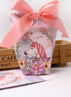 1Lot Unicorn Cute Candy Paper Gift Box Guests Package Box Fo
