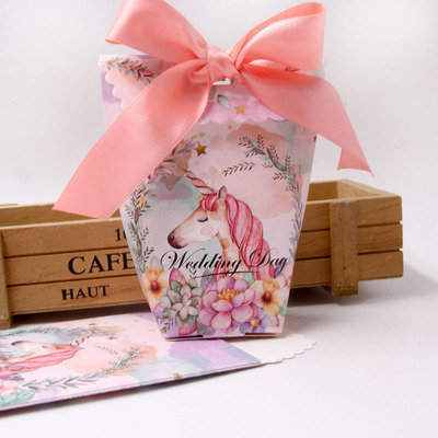 1Lot Unicorn Cute Candy Paper Gift Box Guests Package Box Fo