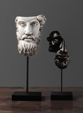 北欧创意人面树脂艺术品客厅酒柜柜台装饰桌面摆件欧式希腊半面具