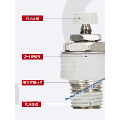 SMC型ASN2-M5 01 03 04可调排气节流阀消声器AN20-02新型消音器