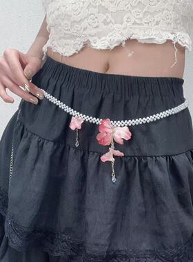 【羊悠悠】复古花朵流苏仿珍珠腰链女气质高级感裙子配饰时尚百搭