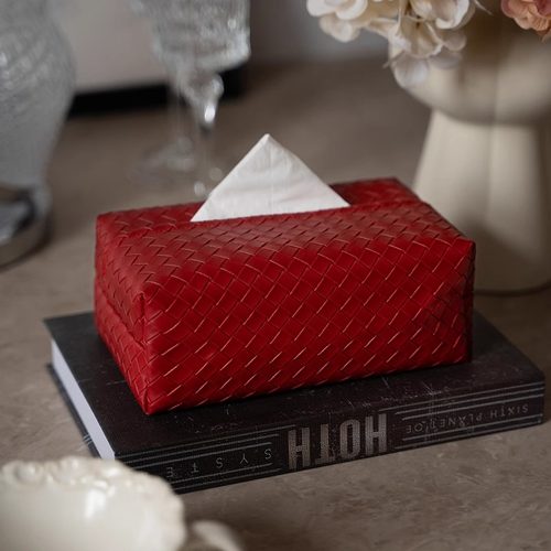 家用纸巾盒客厅轻奢高档编织皮质抽纸盒子高级感茶几餐巾纸收纳盒