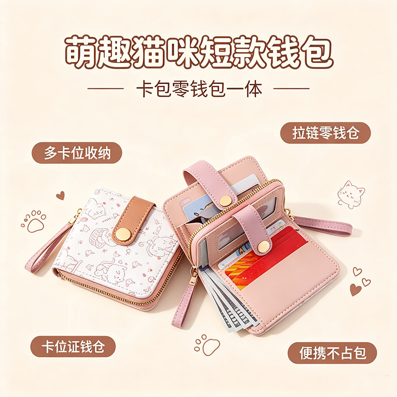 新款高颜值钱包女学生儿童零钱包卡包一体包证件小巧可爱卡通钱包