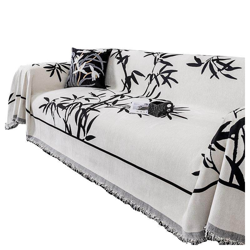 新中式沙发巾全盖布雪尼尔防猫抓不沾毛沙发套一片式通用防滑垫子