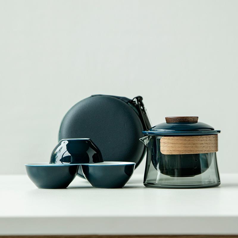 儒里式旅行茶具户外露3242344营茶可携包功夫快茶具套组玻璃客杯