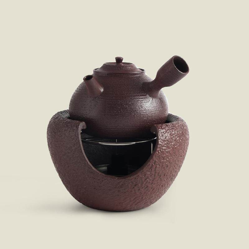 在瓷带盖侧把烤茶罐粗陶罐罐茶土陶公道杯煮茶器家用煮茶壶烤茶炉