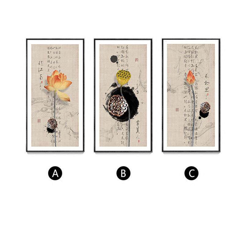 新中式荷花装饰画客厅现代玄关沙发背景壁画禅意挂画古风酒店墙画