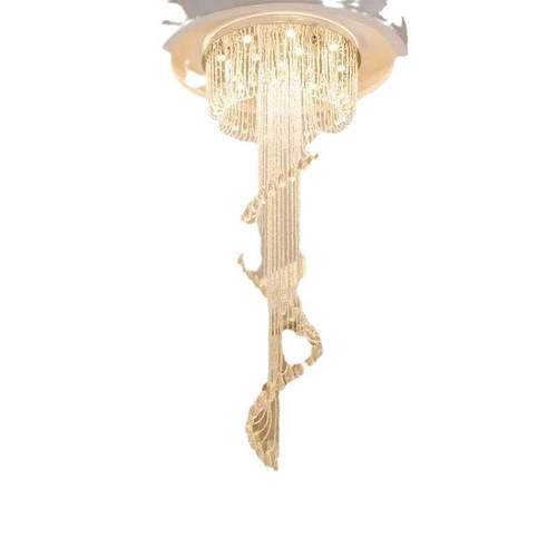 爆款LED水晶吊灯别墅客厅大复式楼挑空旋转楼梯轻奢