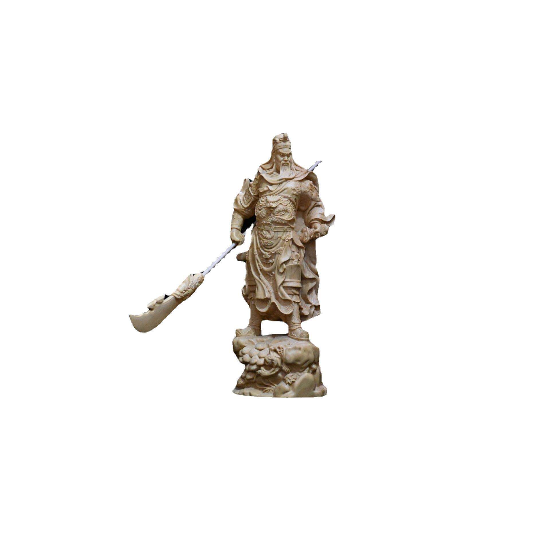 武财神关公关羽像小叶黄杨木雕木雕摆件人物木雕工艺品摆件