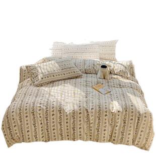 有氧提花云纱棉四件套小清新碎花三件套床笠款宿舍民宿厂家