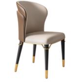 轻奢实木餐椅后现代简约咖啡酒店餐厅洽谈椅售楼部意式 高端皮艺椅