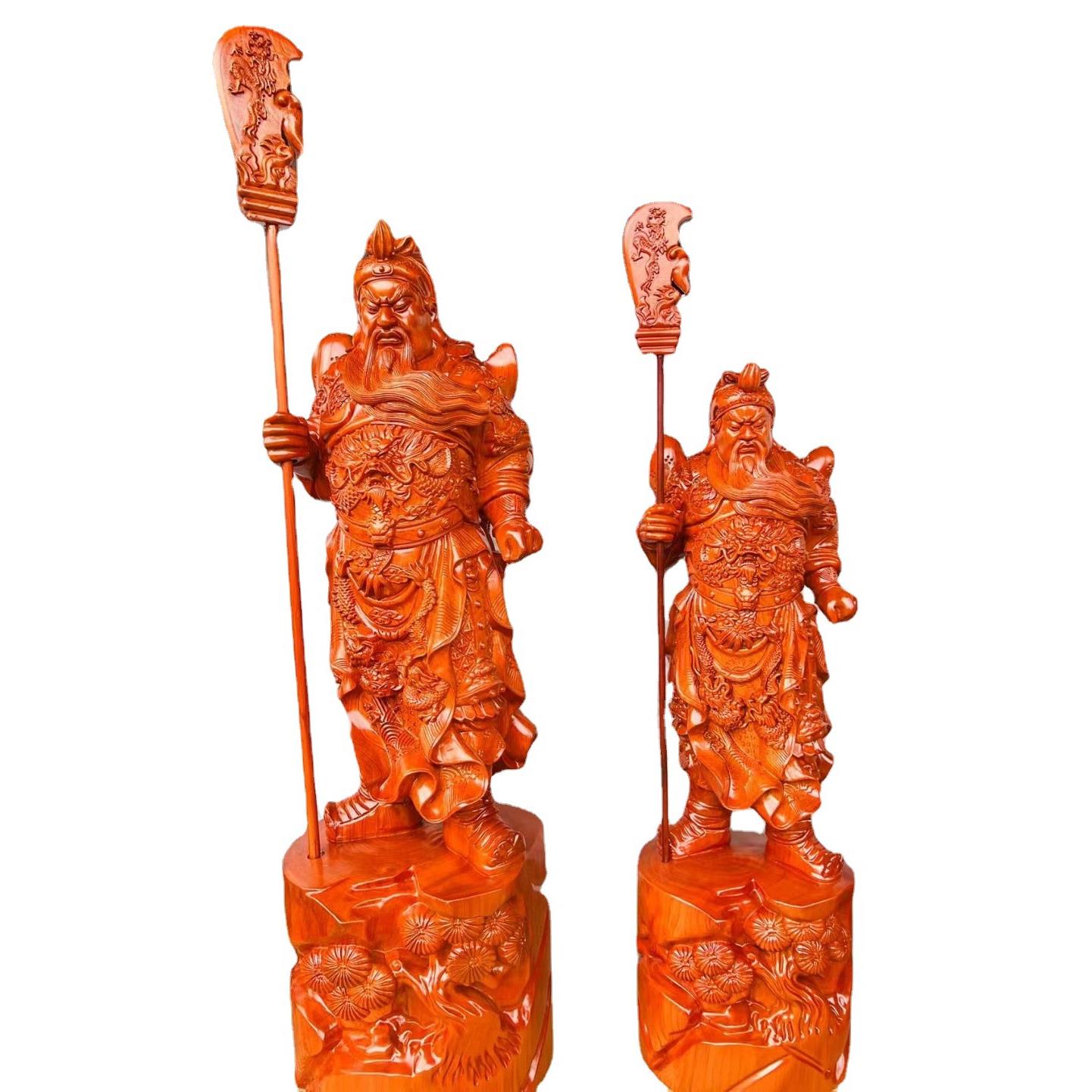 圆木关关KNX公像供奉神像家用武公摆件二关爷羽关实木乔迁礼品