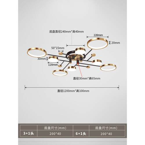 北欧轻奢吊灯客厅灯现代简约大气2024年新款高档网红led灯具套餐