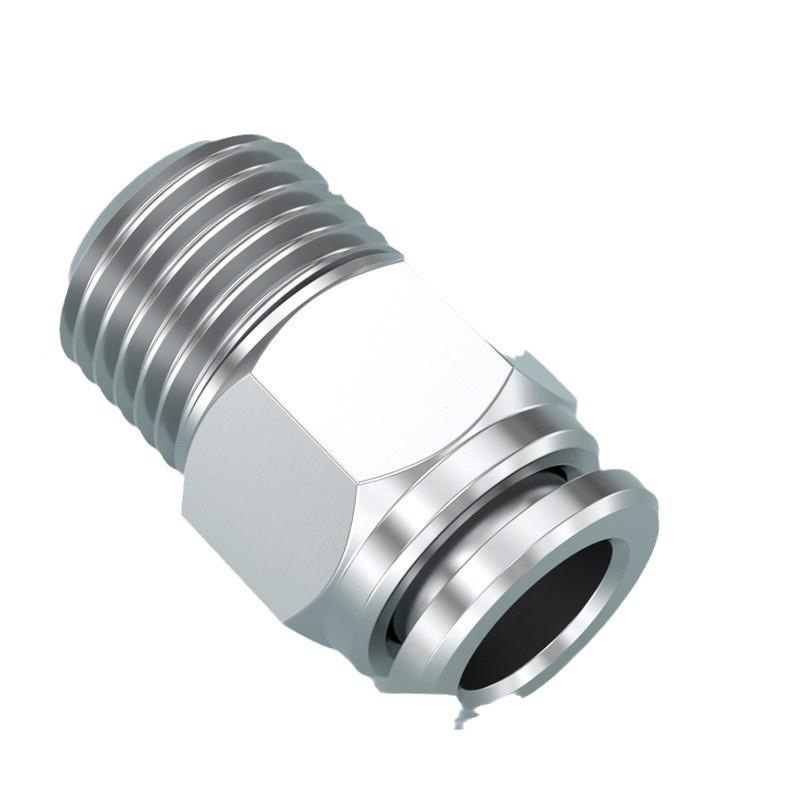 钢304不锈接汽缸接头PC4-m5管/01螺纹直通气快速头PL弯通气动快插