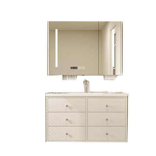 复古浴室柜中古风卫生间洗漱台可丽耐陶瓷一体洗手脸盆柜组合镜柜