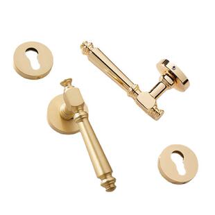 全铜门锁金色静音磁吸卧室房间双开木门把手法式轻奢复古铜锁芯