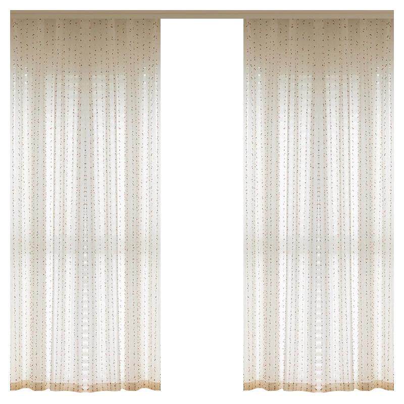 复古彩虹糖豆纱透光半透人亚麻纱儿童房女孩房飘窗窗纱窗帘门帘