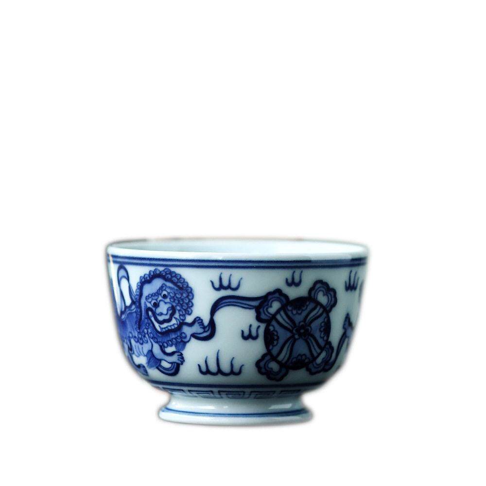 景德镇手绘青花瓷主人杯仿明麒麟杯档品茗杯纯手工茶杯中式茶具