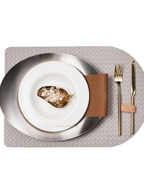 北欧样板间餐具套装软装餐桌摆台样板房餐盘编织纹餐垫西餐盘