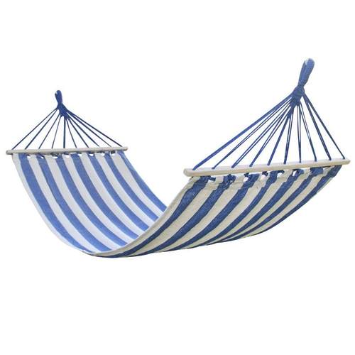 彩条吊床户外休闲棉帆布吊床带木棒公园秋千野餐单人吊椅