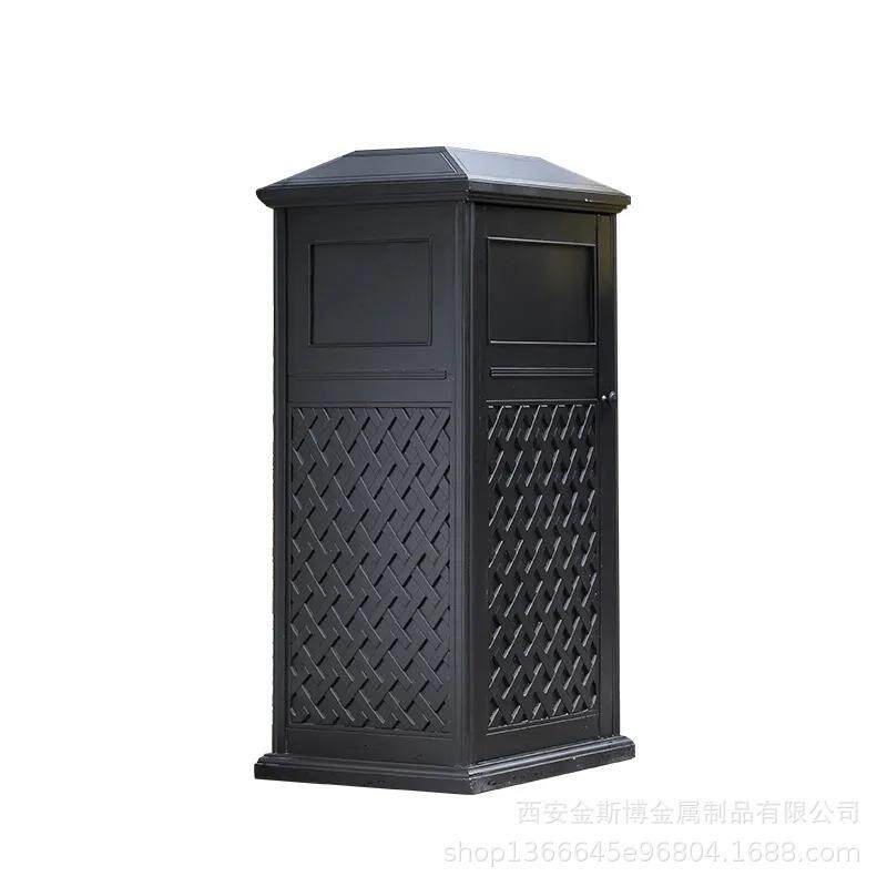 户外欧式庭院别墅铁艺垃圾桶室外复古创意艺术垃圾箱果皮回收箱