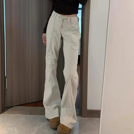 Hollister秋冬款小海鸥美式女低腰显瘦直筒裤工装裤休闲微喇长裤