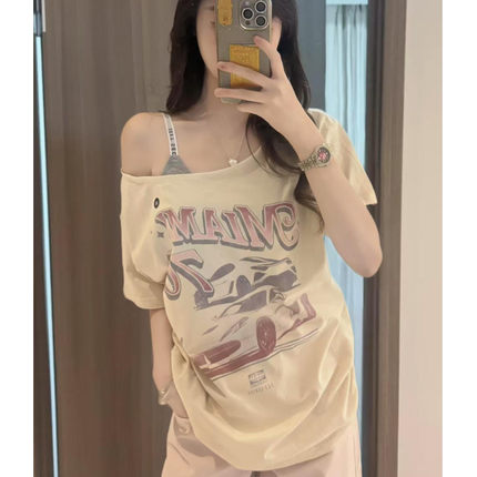 Hollister小海鸥春秋辣妹一字肩斜肩宽松短袖T恤露肩套头上衣女装