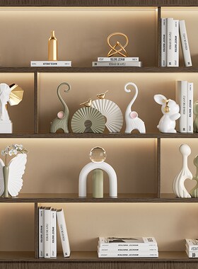 高级感装饰品摆件客厅酒柜办公室软装展示柜书架电视柜餐边柜摆设