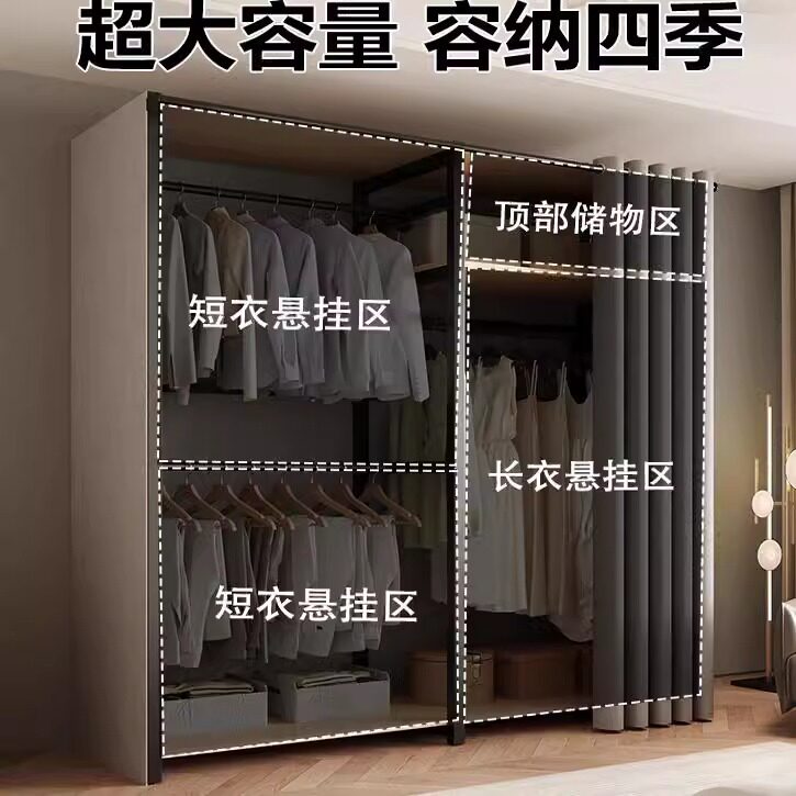 开放式金属框架步入式衣帽间架