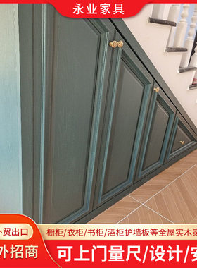 红橡原木绿色异型平开门鞋柜