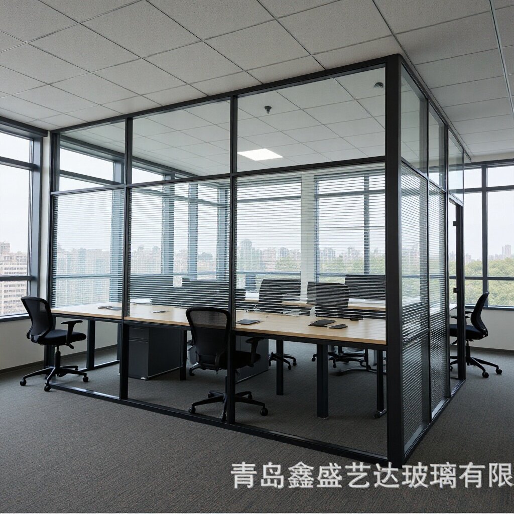 山东青岛胶州城阳加工制作安装办公室钢化玻璃隔断银镜舞蹈镜