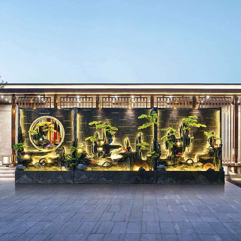 循环水幕墙假山流水景观户外别墅公司酒店玄关装饰品花园造景摆件