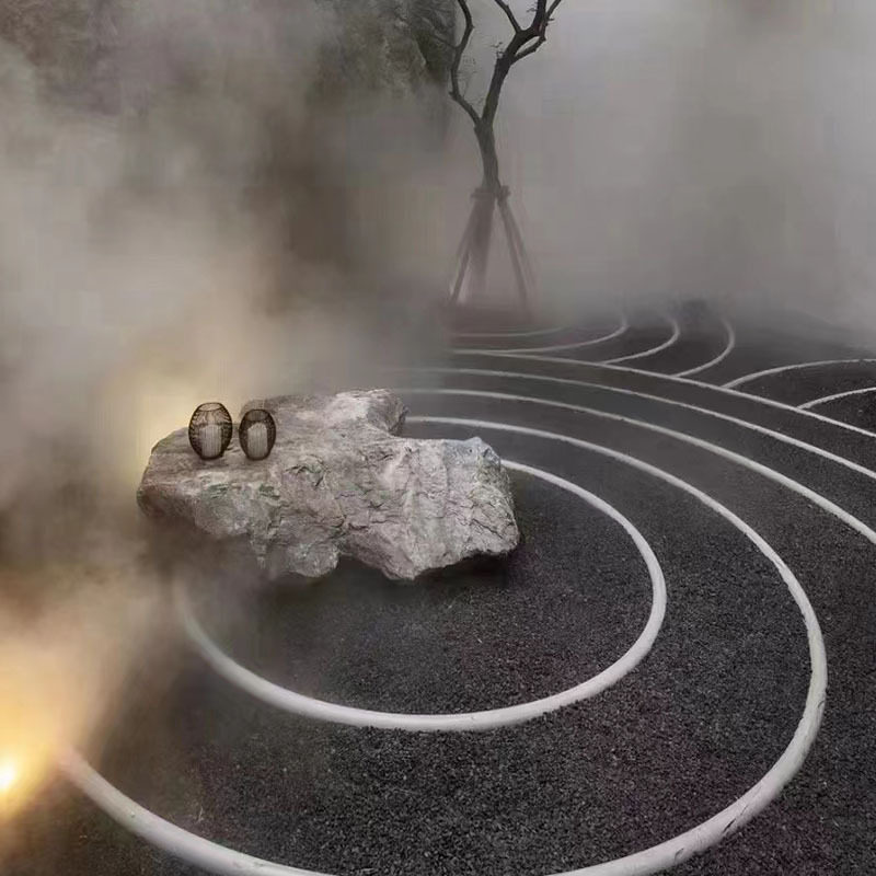 天然黑灰水洗砾石铺路造景