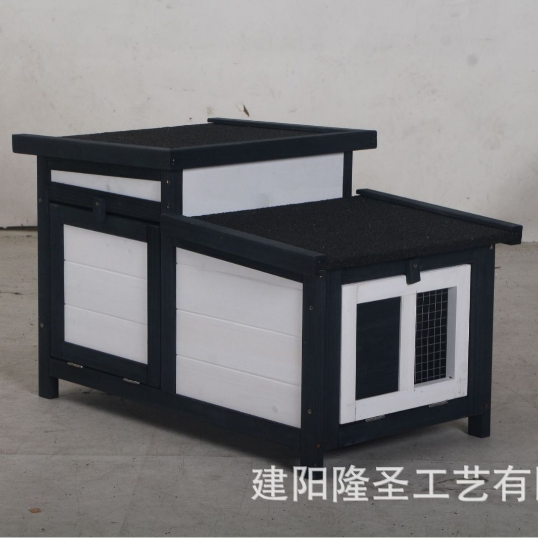 定制木制宠物窝户外实木手提兔笼宠物窝防水双顶兔笼宠物乐园小屋