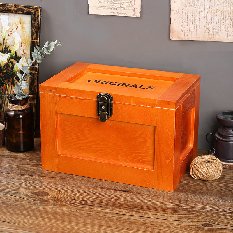 ins风简约实木收纳盒家居桌面摆件杂物存放 儿童百宝箱带锁储物盒,电子元器件市场,电线扎带/束线带,淘宝优惠券,粉丝福利购,淘宝优惠卷