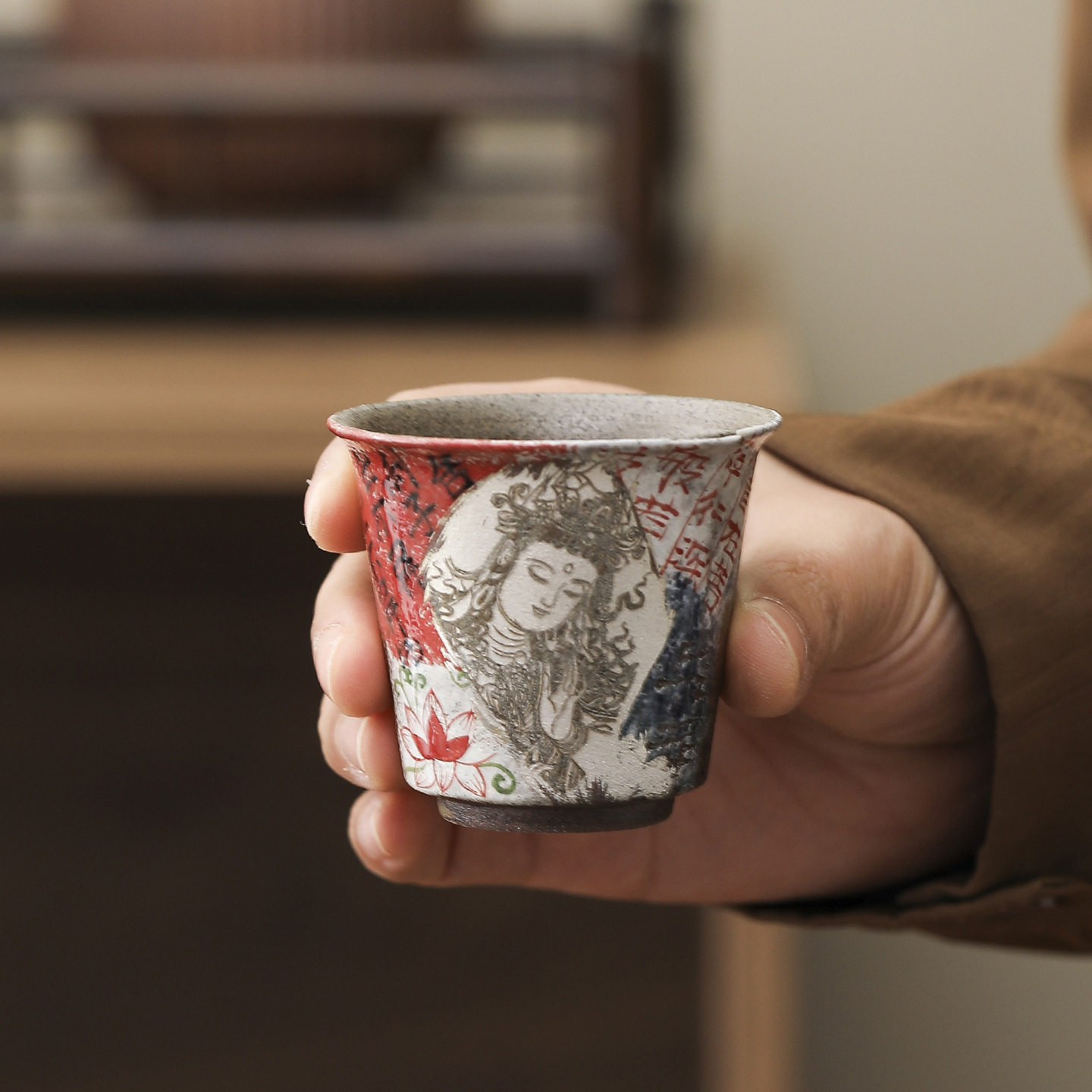 般若八破图茶杯中式高档手绘陶瓷主人杯品茗杯家用闻香杯聚香杯