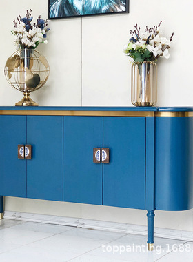至高家具蓝色轻奢门厅玄关柜客厅装饰柜储物柜餐边柜整装工厂批发