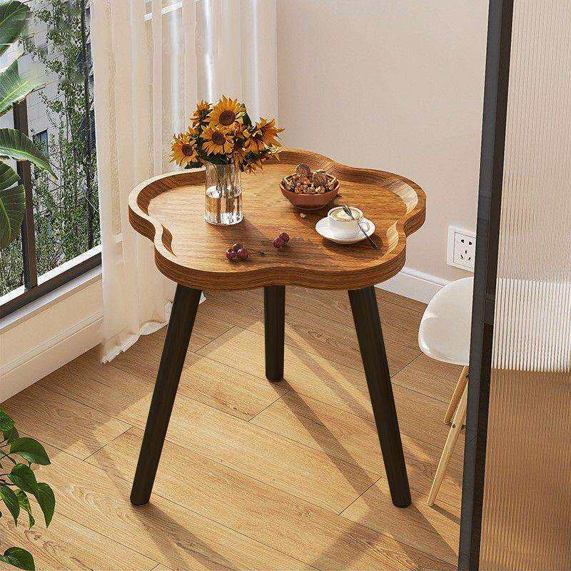 小圆桌移动茶几沙发边几胡桃木角几可折叠边桌阳台茶桌置物架桌子