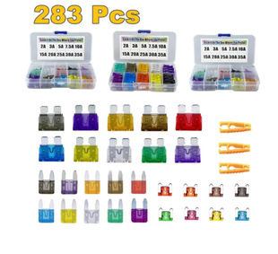 283件汽车保险丝标准迷你和微型汽车刀片保险丝2A至35A 3个收纳盒