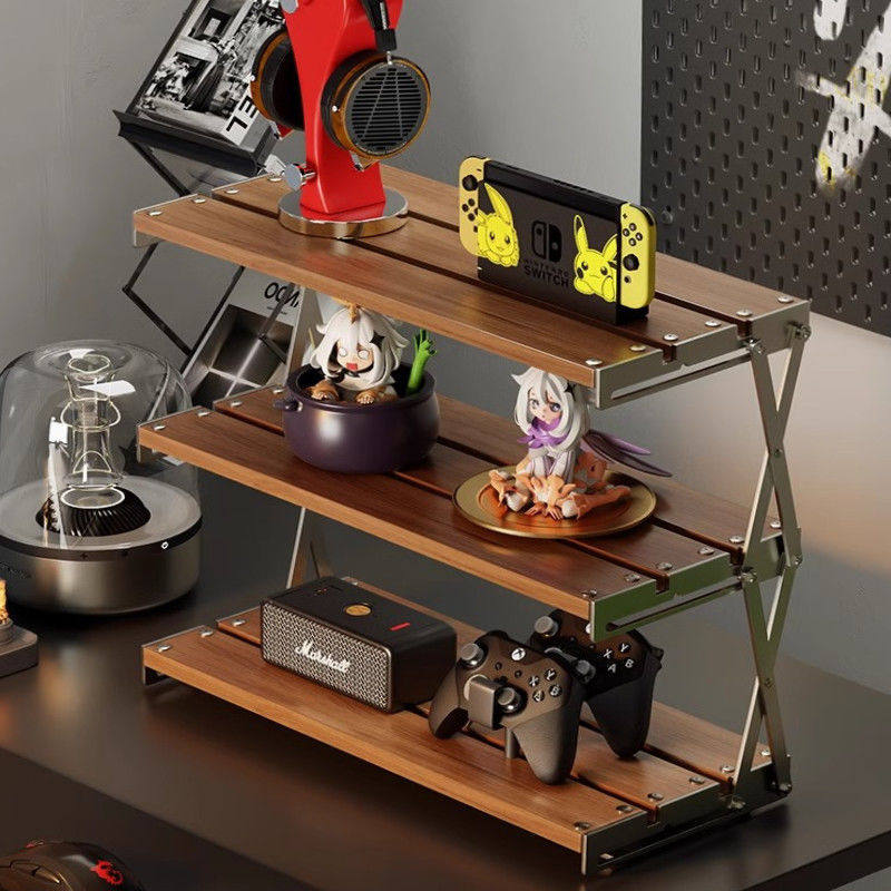 2026电脑桌可折叠桌面三层置物架便携式小桌子整理书房多功能收纳