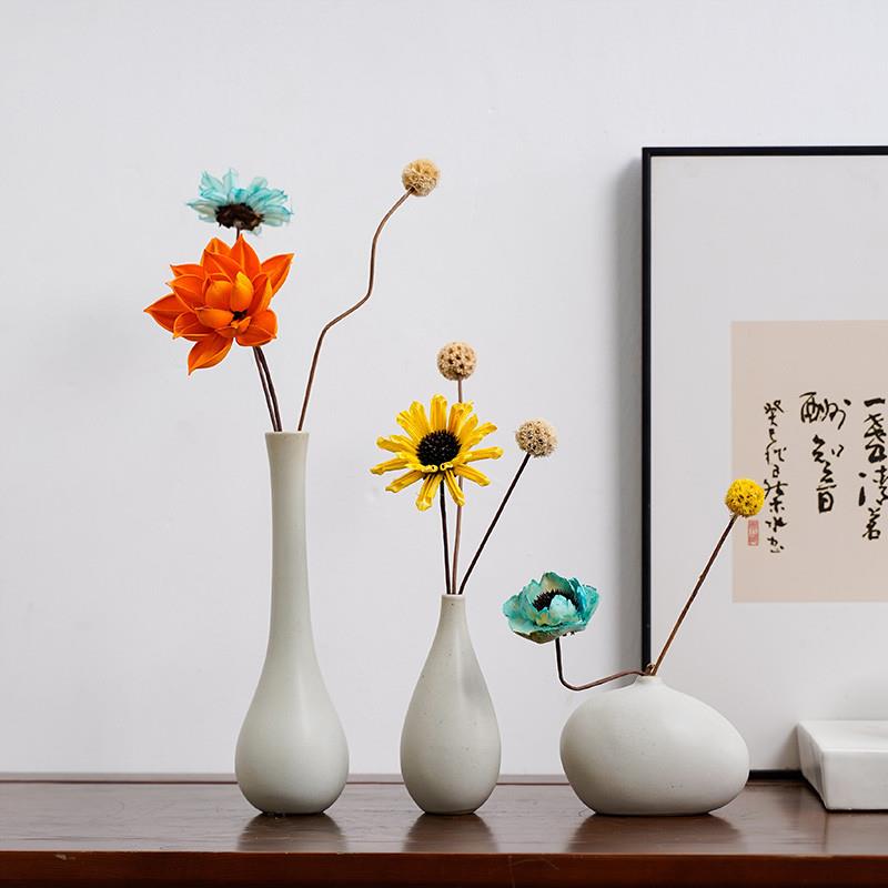 复古陶瓷花瓶禅意汝窑白小