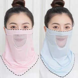 挂耳式防晒面罩夏透气防晒口罩全方位护颈冰丝遮阳防紫外线薄款女