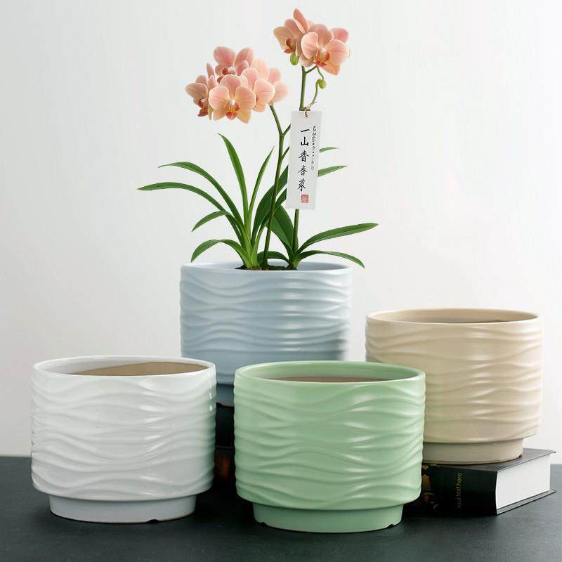 北欧简约花盆陶瓷家用带托蝴蝶兰专用ins风虎皮兰多肉绿植盆清仓,鲜花速递/花卉仿真/绿植园艺,花盆,淘宝优惠券,粉丝福利购,淘宝优惠卷