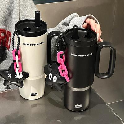大容量吸管保温杯女生办公室泡茶水杯外带把手杯子茶漏冰霸杯男款