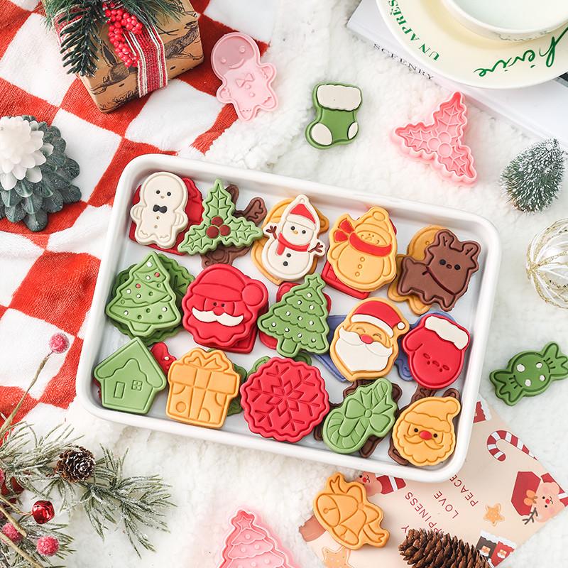 饼干模具按压式圣诞diy圣诞树糖霜姜饼人曲奇烘焙原材料卡通磨具